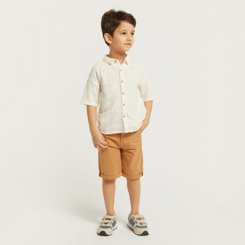 Juniors Solid Shorts with Button Closure and Belt