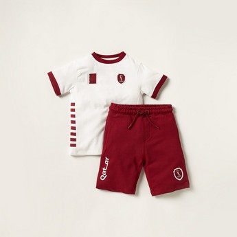 FIFA Solid Round Neck T-shirt and Shorts Set