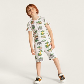 Juniors All-Over Printed Shorts with Pockets and Drawstring Closure