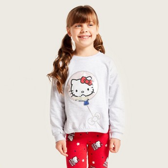 Sanrio Hello Kitty Print Sweatshirt with Long Sleeves