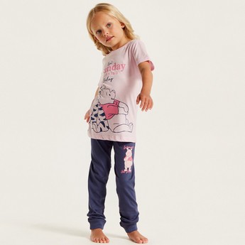 Disney Winnie the Pooh Print Round Neck T-shirt and Pyjama Set