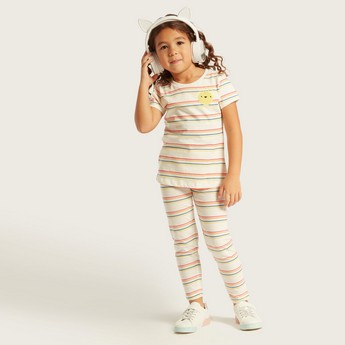 Juniors Striped Leggings with Elasticated Waistband