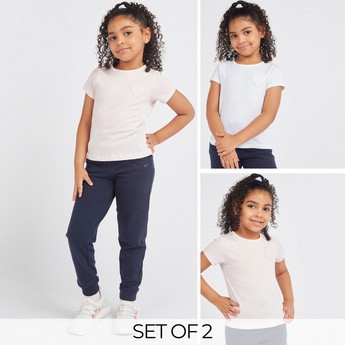 Juniors Solid Round Neck Top - Set of 2