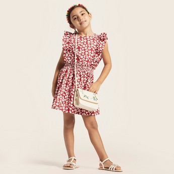 Lee Cooper All-Over Floral Print Dress with Cap Sleeves