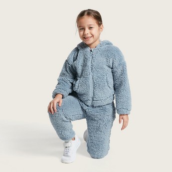 Juniors Textured Hooded Sweatshirt and Jog Pants Set