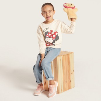 Minnie Mouse Print Sweatshirt with Crew Neck and Long Sleeves