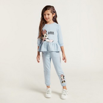 Minnie Mouse Print Peplum Top and Jogger Set