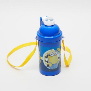 Minions Printed Water Bottle with Flip Cap and Strap