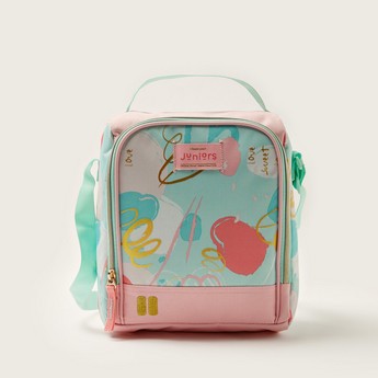 Juniors Printed Lunch Bag with Adjustable Strap and Zip Closure