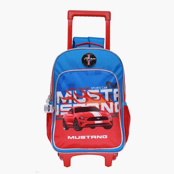 Mustang Printed Trolley Backpack - 14 inches