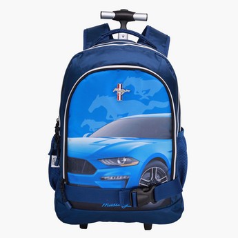 Mustang Printed Trolley Backpack - 18 inches