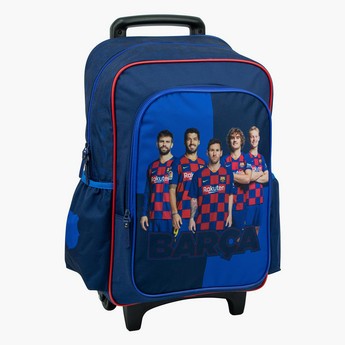 Barcelona Print Trolley Backpack with Zip Closure - 18 inches