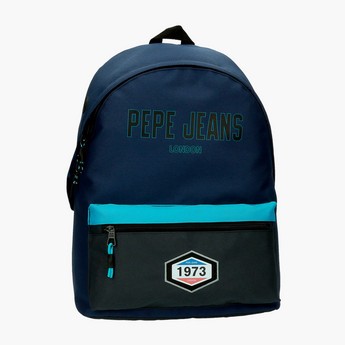 Pepe Jeans Textured Backpack with Adjustable Shoulder Straps