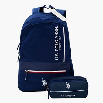 U.S POLO Solid Zipper Backpack with Pouch