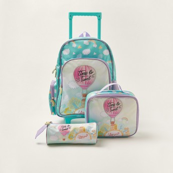 Juniors Printed 16-inch Trolley Backpack with Lunch Bag and Pencil Pouch