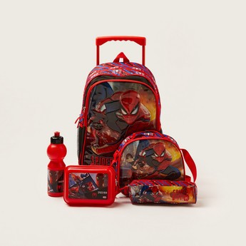 Simba 5-Piece Spider-Man Befighting Trolley Backpack Set - 16 inches