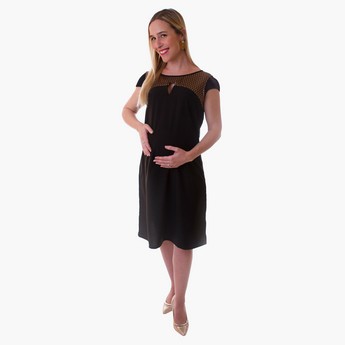 N&J Maternity cum Breastfeeding Dress with Boat Neck