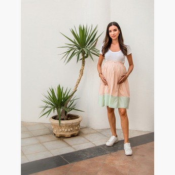 Blush Maternity Gathered Skirt with Pocket Detail