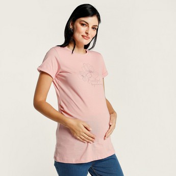 Love Mum Graphic Print Maternity T-shirt with Short Sleeves