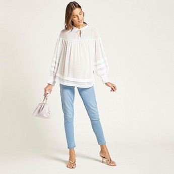 Love Mum Solid Maternity Top with Long Sleeves