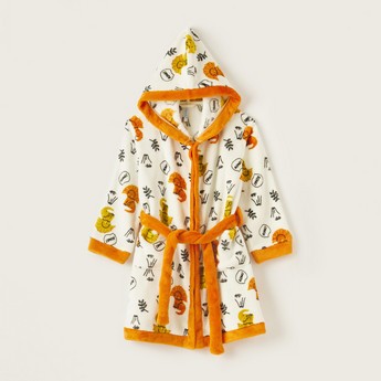 Juniors Printed Bathrobe with Tie-Up and Hood