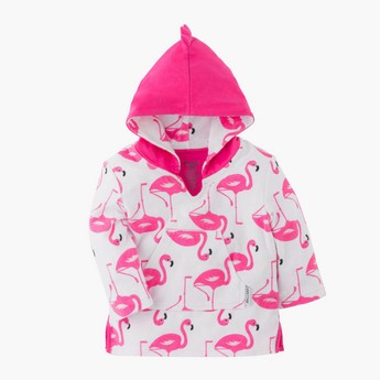 ZOOCCHINI Franny the Flamingo Printed Bathrobe with Hood - 12 m-24 m