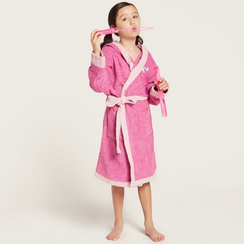 Juniors Unicorn Print Bathrobe with Long Sleeves and Pockets