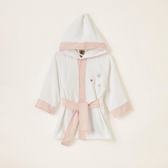 Giggles Embroidered Bathrobe with Hood and Tie-Ups