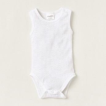 Juniors Plain Sleeveless Bodysuit with Round Neck