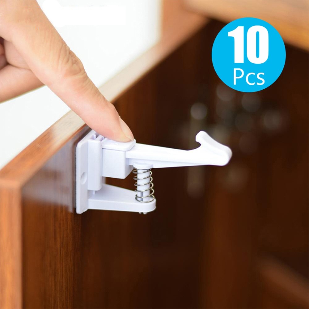 10pcs Child Safety Invisible Security Drawer Lock No Punching Children Protection Cabinet Cupboard Safety Drawer Door Locks