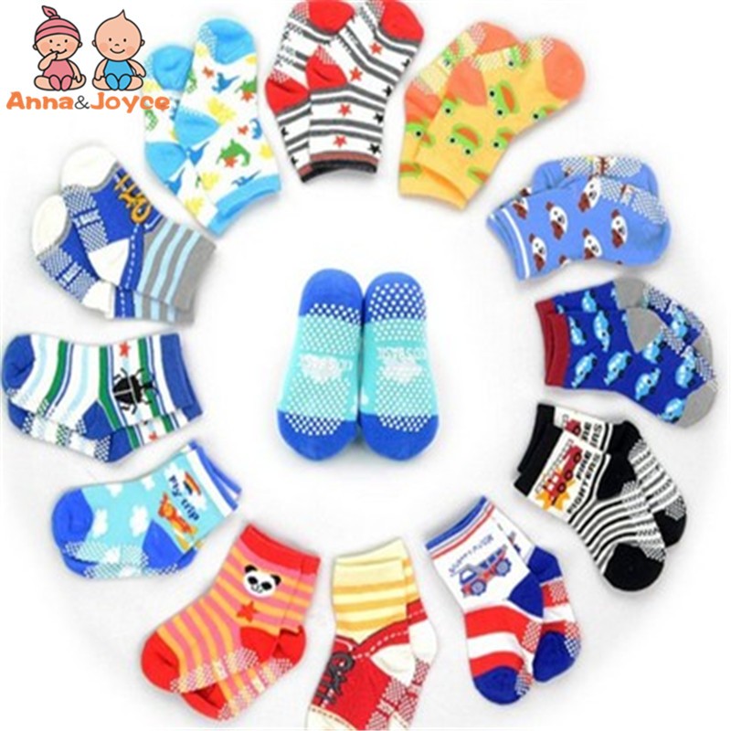 12 pairs/lot early childhood socks cotton floor socks boy gril baby short socks non-slip 1-5 years