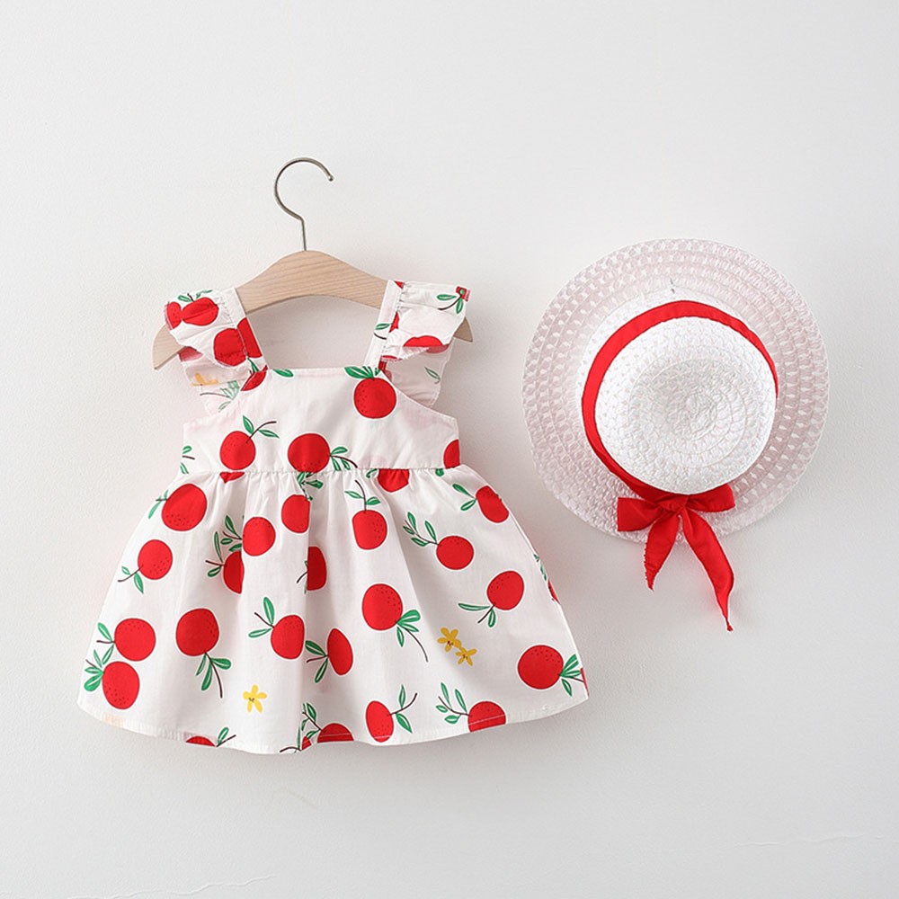 Melario 2pcs Kids Summer Set Korean Cute Floral Newborn Baby Girls Dress Sleeveless Beach Princess Toddler Sun Dresses