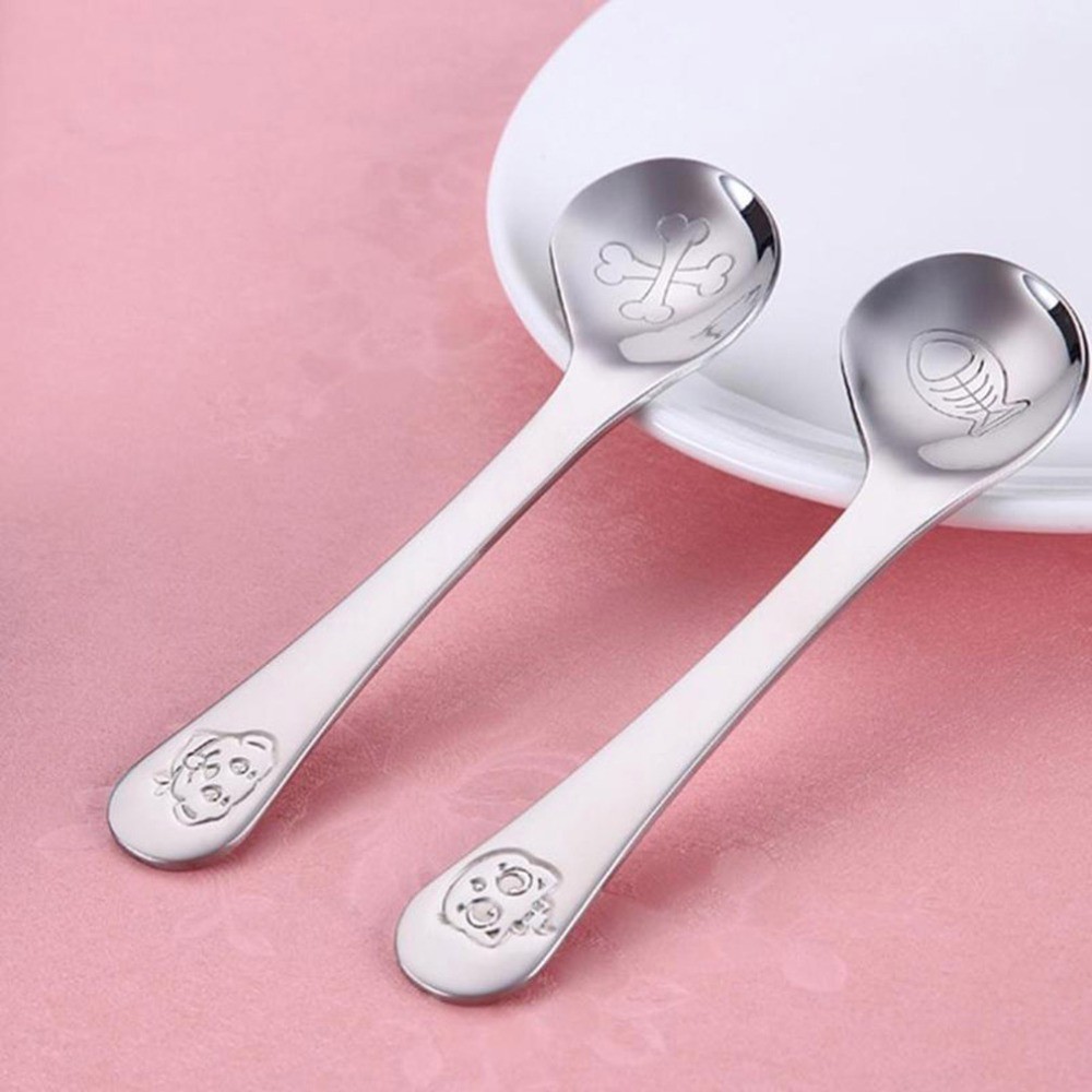 Children Feeding Spoon New Style Baby Infant Safe Spoon Stainless Steel Quality Spoon Curved Spoon Baby Exercise Tableware