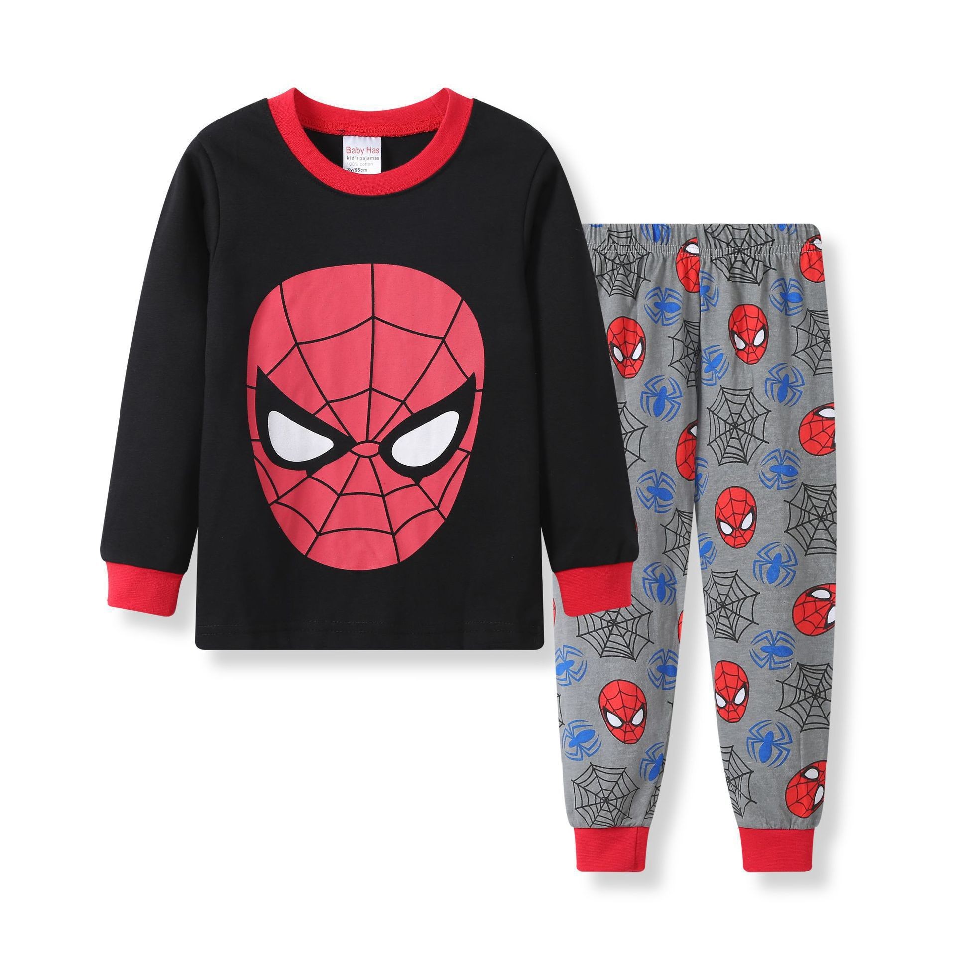 New Spider-Man cartoon children's long-sleeved pajamas children's champion home wear boys' underwear two-piece suit pajamas