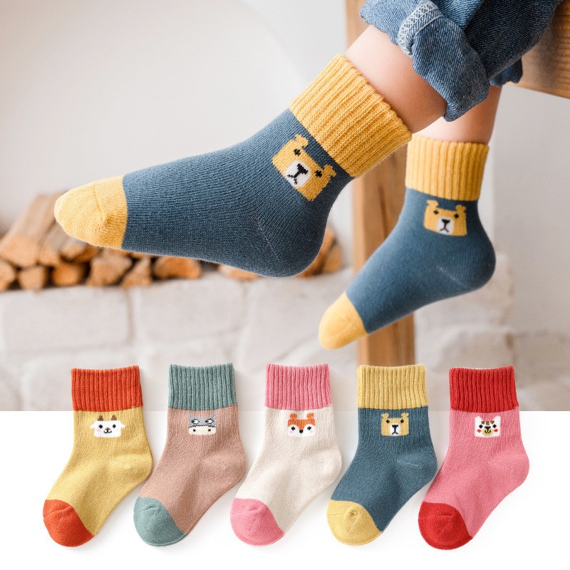 5pairs/lot Baby Boys Girls Socks Fashion Cartoon Animal Pattern Cotton Kids Socks 1-12 Years New Spring Autumn Socks for Boy