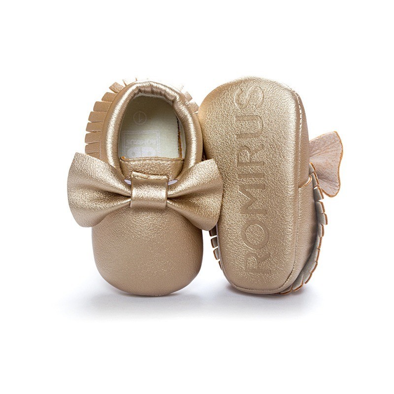 Newborn Baby Shoes Infant Boys Girl First Walker PU Sole Princess Bowknot Fringe Toddler Baby Crib Shoes Casual Moccasins