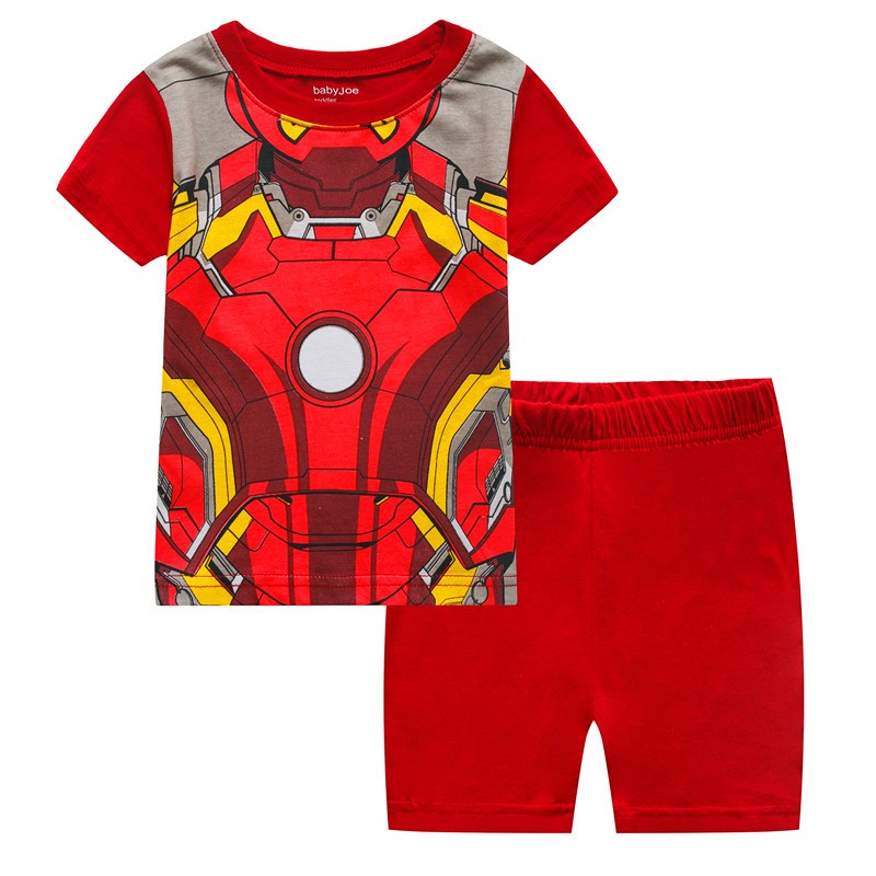 Children's short-sleeved cotton pajamas summer clothes children's sleepwear cartoon T-shirt spiderman