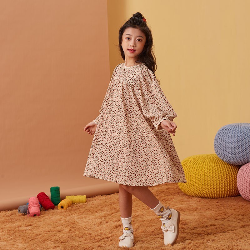 Ton Lion Kids Spring Cute Casual Fashion Long Sleeve Dress Elastic Round Neck Girls Princess Dress Kids