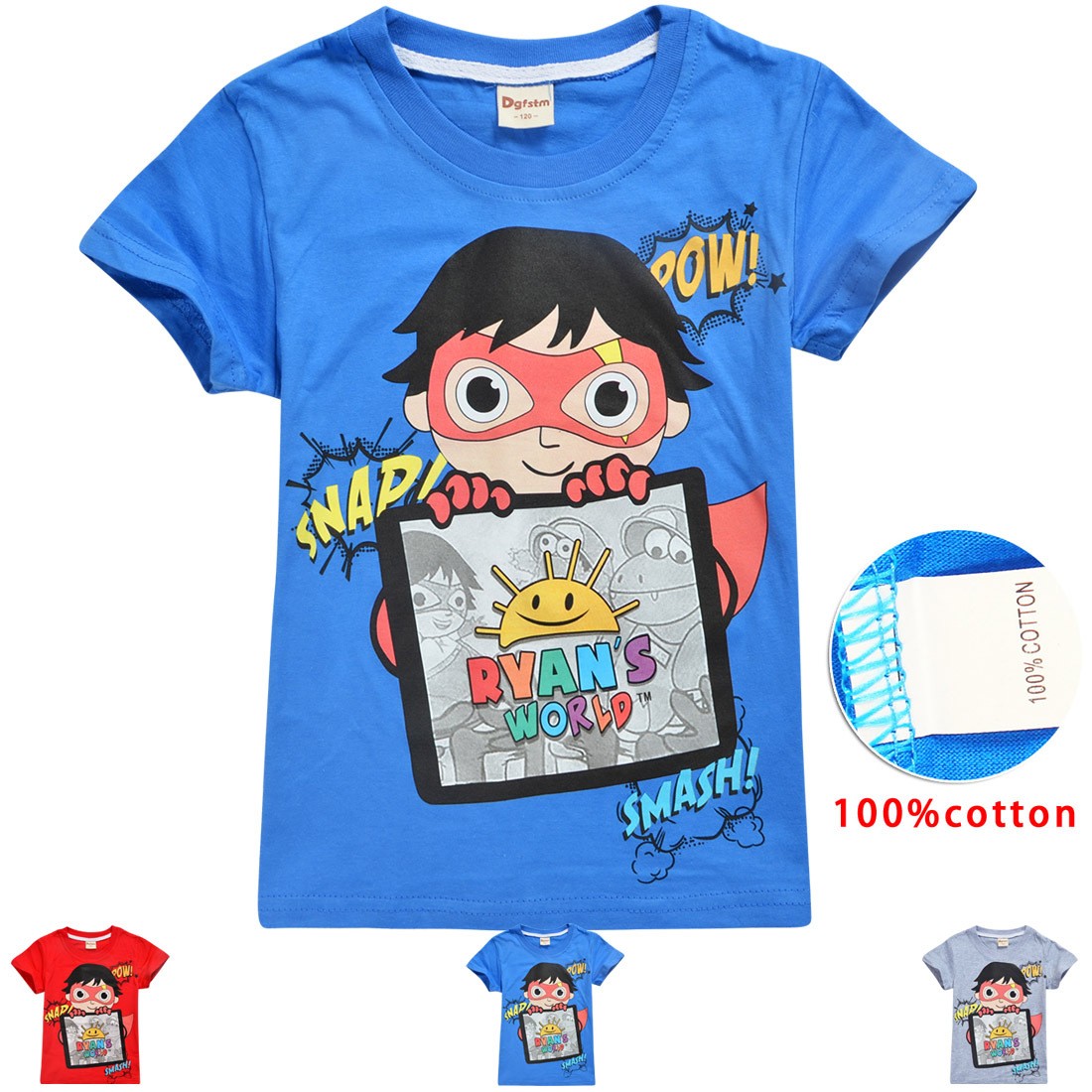 2019 new summer children's clothing t-shirt christmas tops girl t-shirts ryan play review mask boy cartoon kid t-shirt tees