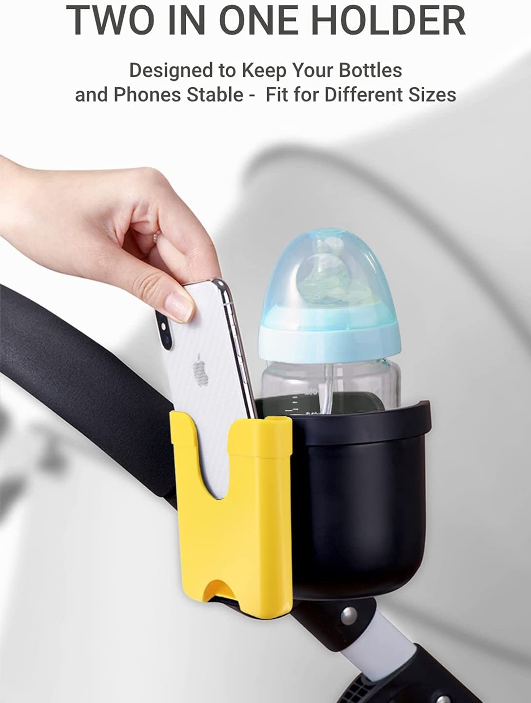 2-in-1 Stroller Cup Holder With Phone Holder Universal Cup Holder For Stroller Stroller Accessories For Buggy Pushchair