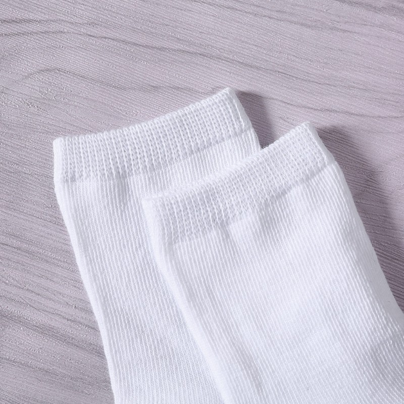 Pure White Baby Socks 5 Pairs Boys and Girls Breathable Cotton Sports Socks For Spring