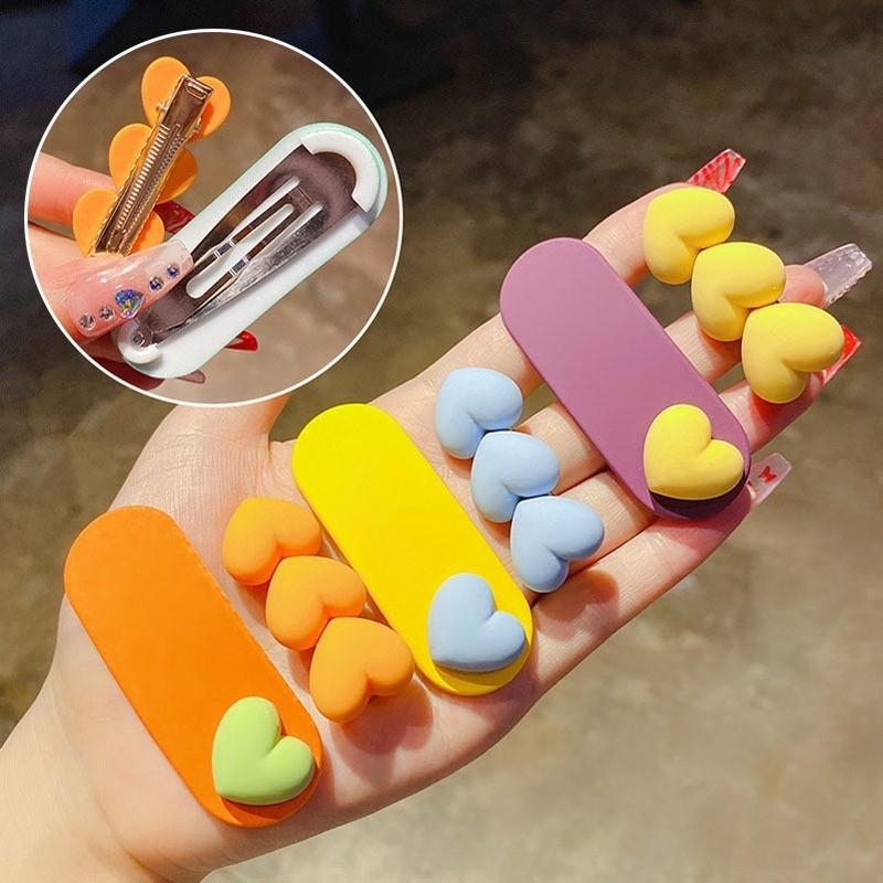 2pcs Macaron Colorful Baby Girls Hair Clips Cute Heart BB Clip Korean Fashion Kawaii Kids Princess Hair Waves Hair Accessories