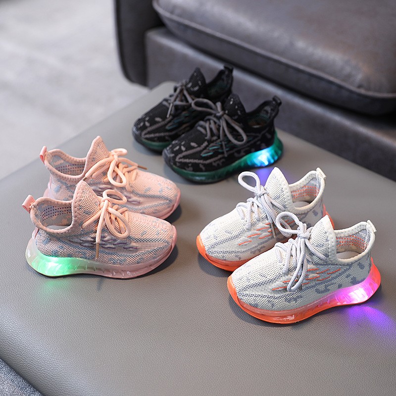 Size 21-30 Children Luminous Shoes For Boys Girls Mesh Kids Boys Glowing Sneakers With LED Lights Non-slip Baby Shoes For Girls