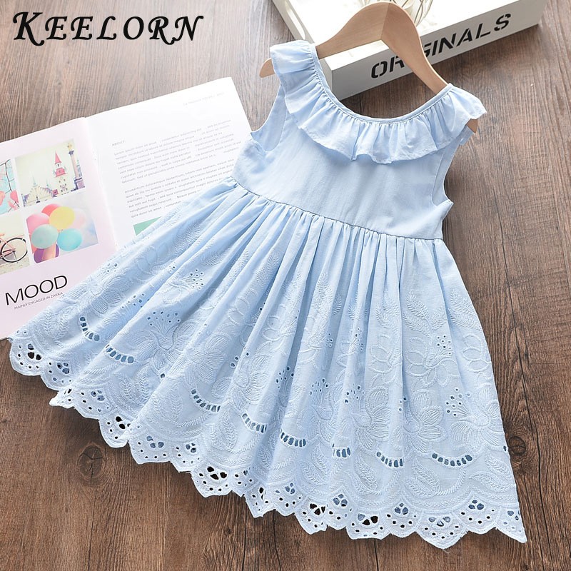 Keelorn Girls Dress Summer 2022 Kids Clothes Sleeveless Hollow Out Baby Princess Dresses For Baby Clothes Vestidos 2-7Y