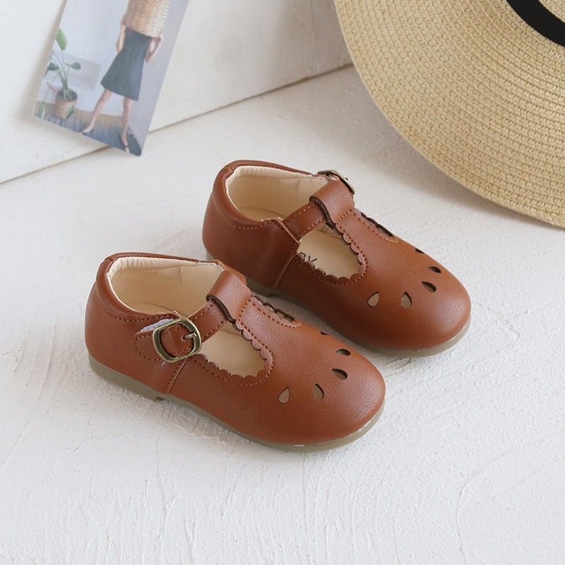 Autumn Kids Leather Shoes Solid Color Cutout Baby Girl Shoes Toddler Boys Shoes Infant Girls Sneakers Size 16-30 SMG209