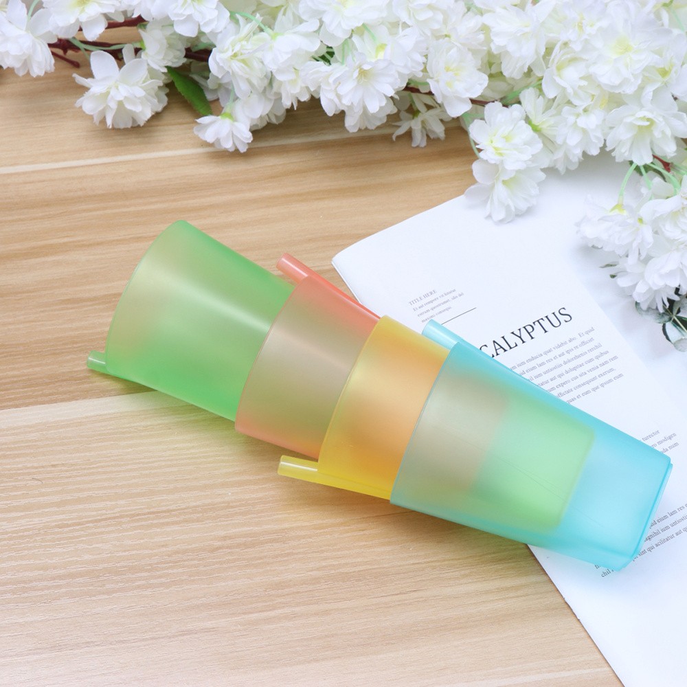 4pcs Candy Color Sippy Water Cups Practical Large Capacity Straw Cups For Children Kids Random Color