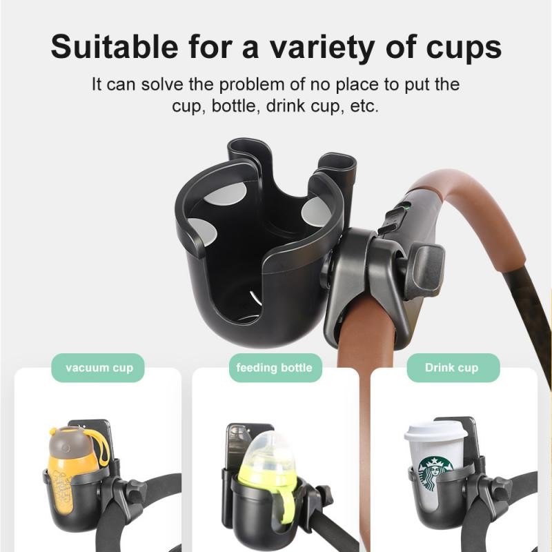 New Baby Stroller Cup Holder With Cell Phone Bag 2-in-1 Universal ABS Plastic Pram Baby Bottle Water Cup Holder