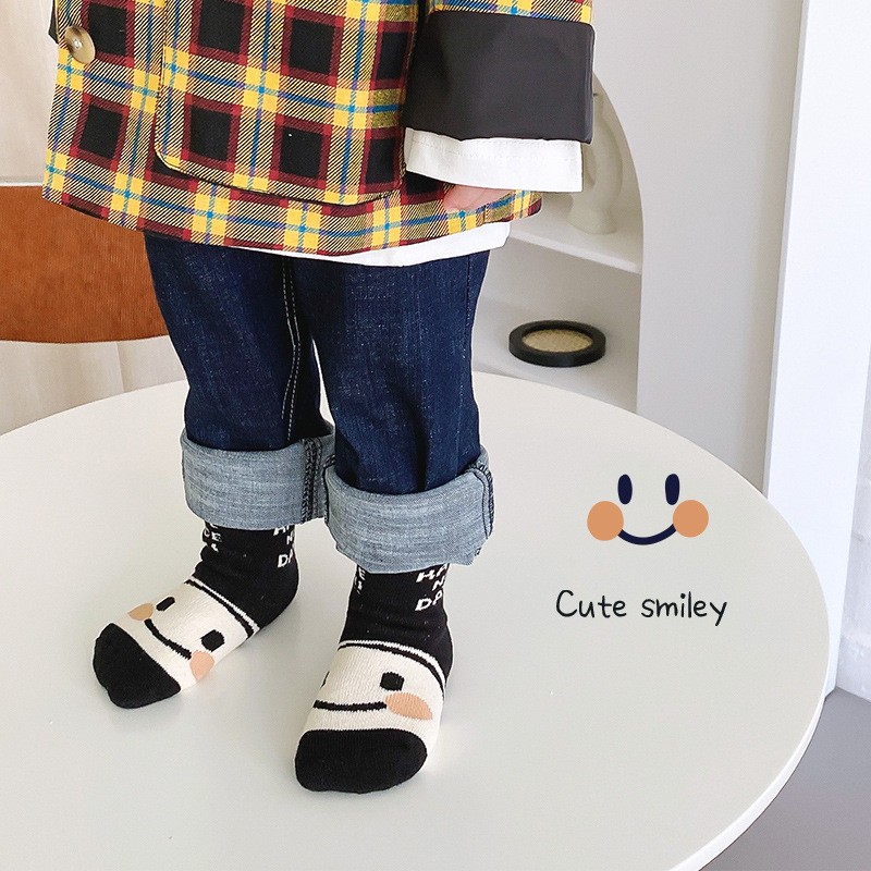 MILANCEL 2022 Kids Socks Cute Smiley Boys Warm Sock Children Socks 5 Pairs Set