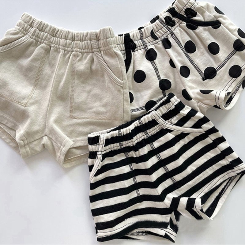 2022 Spring New Dot Print Baby Girl Shorts Kids Summer Casual Pants Children's Clothing Boys Striped Shorts Baby Short Pants