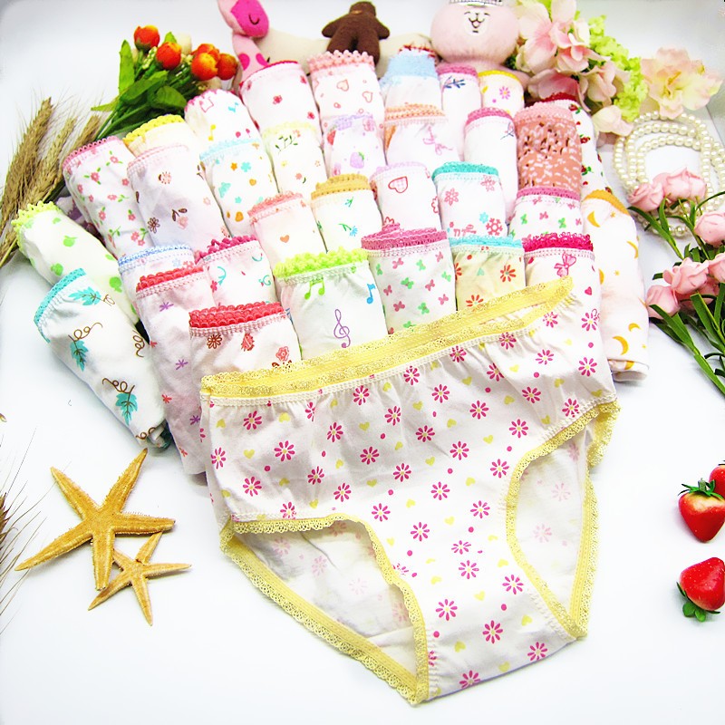 24pcs/lot Cotton Girls Children's Underwear Triangle Briefs Kids Underwear 2-12 Years